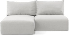 Jasnoszary aksamitny rozkładany/ze schowkiem narożnik (lewostronny/z szezlongiem) Kalena – Makamii