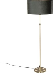 Lampa podłogowa złota z owalnym aksamitnym abażurem zielonym 50cm - Parte