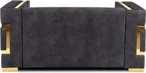 Sofa PALLAZO 2S Dwuosobowa Czarno/Złota Welurowa Glamour