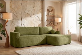 Narożnik Moon, do salonu, z funkcją spania, Flow, prawy, zielony (12)