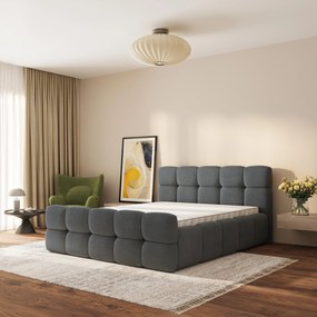 Masseno Łóżko Tapicerowane ELIZJA z pojemnikiem na pościel - Grafitowy - SORO 97 / 120x200 cm