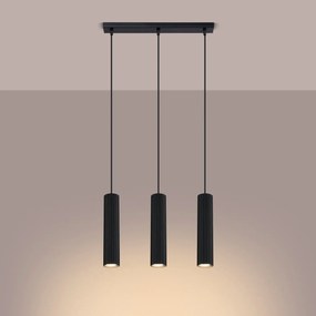 Lampa wisząca KARBON 3L czarna ryflowana SOLLUX  LIGHTING