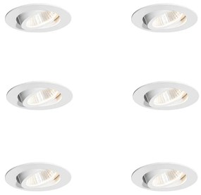 Set van 6 inbouwspots wit 6,8cm incl. LED 750 lm dimbaar IP65 - Gaius Oswietlenie wewnetrzne