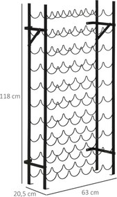 Homcom Stojak na wino metalowy Czarny 63x205x118cm elegancki regał na kolekcję win | Aosom PL