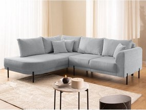 Jasnoszary narożnik z tkaniny szenilowej (lewostronny/w kształcie litery L) Mauris – Ropez