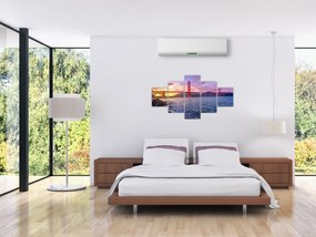 Obraz mostu z zachodem słońca (125x70 cm)
