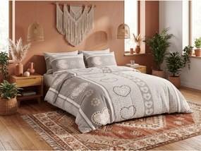 PrzytulneMieszkanie.pl PrzytulneMieszkanie.pl Kreponowa pościel HEART RETRO POLY szara Rozmiar pościeli: 70 x 90 cm | 140 x 200 cm
