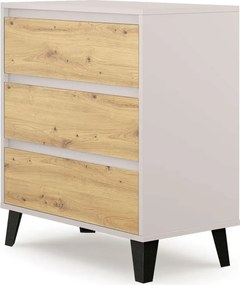 Skandynawska komoda na czarnych nóżkach kaszmir + dąb artisan C2-N07