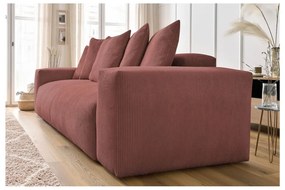 Jasnoróżowa sztruksowa sofa 280 cm Voltaire – Bobochic Paris