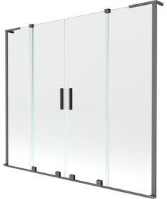 Mexen Velar L Duo parawan nawannowy 2-skrzydłowy rozsuwany 200 x 150 cm, transparent, gun metal - 896-200-003-02-95