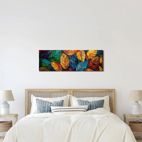 Obraz - Mozaika z liści (z zegarem) (90x30 cm)