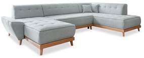 Jasnoszara rozkładana sofa w kształcie litery "U" Miuform Dazzling Daisy, prawostronna