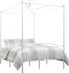 Białe podwójne łóżko z baldachimem 160x200 cm B6-A19