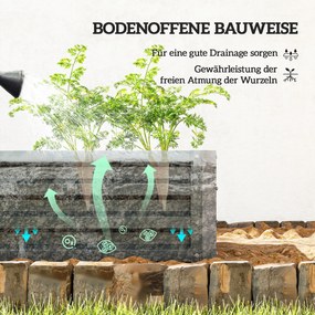Outsunny Metalowe podwyższane grządki 2 sztuki otwarte dno do ogrodu i na balkon 110x50x30 cm ciemnoszare | Aosom PL