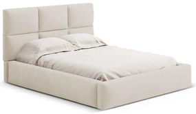 Beżowe tapicerowane łóżko dwuosobowe ze schowkiem ze stelażem 160x200 cm Libera – Windsor &amp; Co Sofas