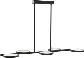 Nowoczesna lampa wisząca czarna z wbudowanym LED-em, 3-stopniowa regulacja jasności, 5-światłowa - Vivé