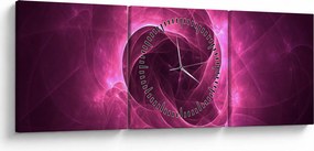 Obraz nowoczesnej różowej abstrakcji (z zegarem) (90x30 cm)