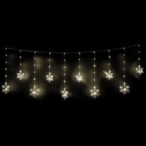 Kurtyna świetlna zewnętrzna Snowflakes, 200 x 60 cm, LED ciepła biała timer, 8 funkcji, na baterie, 200 cm