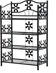 HOMCOM Szafka regał półki metalowa Czarna elegancja Idealna na rośliny 59.5x30x92cm | Aosom PL