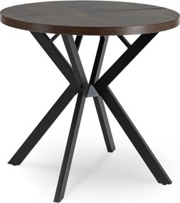 Stół Okrągły Rozkładany DORIAN 80-160 cm Orzech/Czarny Nowoczesny Loft