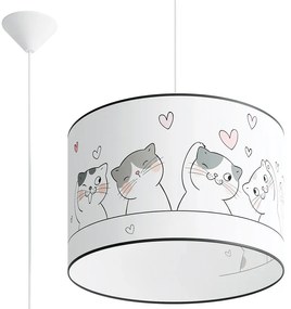 Lampa wisząca dla dzieci z abażurem w koty - A585-Sezi