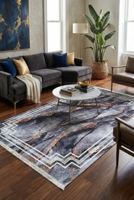 Ciemnoszary prostokątny dywan z motywem marmuru M2-Z32