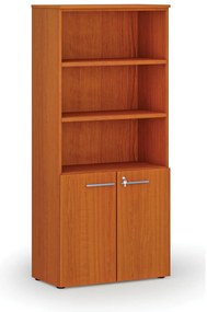 Szafa biurowa kombinowana PRIMO WOOD, drzwi na 2 poziomach, 800 x 420 x 1781 mm, wiśnia
