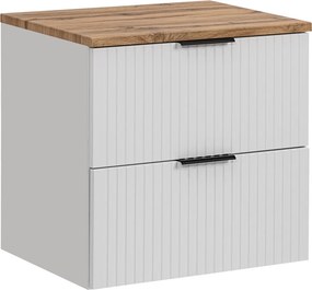 Szafka łazienkowa pod umywalkę nablatową Adel 60 cm, biały mat/dąb wotan
