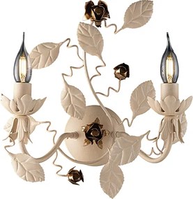 Piękna lampa ścienna z żelaza lakierowanego na kolor kości słoniowej z 2 źródłami światła .37 P.21 BL196-AP2-AV