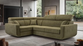 Masseno Narożnik RENO z funkcją spania i pojemnikiem na pościel Narozniki L, Rozkładana sofa - Zielony, VELO 629