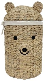 Dziecięcy kosz na zabawki z hiacyntu wodnego w naturalnym kolorze ø 30x56 cm Bear – Compactor