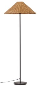 Czarno-naturalna lampa stojąca z rattanowym kloszem (wys. 154 cm) Urania – Kave Home