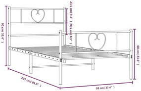Czarne metalowe łóżko pojedyncze 90x200 cm - Veligo