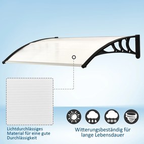 Przezroczyste Zadaszenie Drzwi Outsunny 100 x 75 cm z Poliwęglanu i Aluminiowymi Listwami