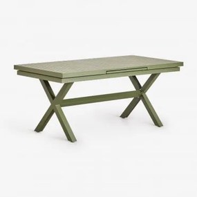 Prostokątny Stół Ogrodowy 180-240x90 Cm Rozkładany Z Aluminium Karena Intensywny Verde Olive & 180 - 240 X 90 Cm - Sklum
