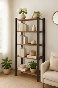 Naturalny regał drewniany z 5 półkami - F1-T83