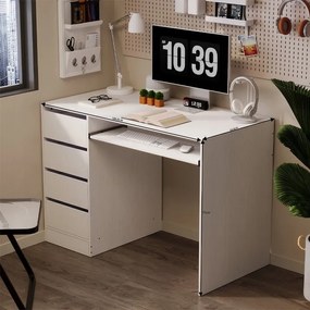Biurko komputerowe stolik białe młodzieżowe nowoczesne z szufladami półką