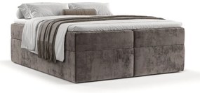 Brązowe łóżko boxspring ze schowkiem 160x200 cm Yoko – Maison de Rêve