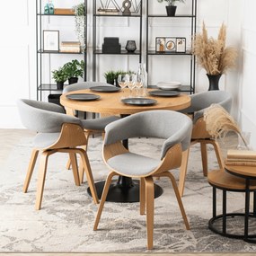 Krzesło Tapicerowane z Drewna Giętego GARY 2 Szare/Dąb Złoty Nowoczesne Loft