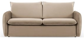 Beżowa aksamitna rozkładana sofa 214 cm Vienna – Cosmopolitan Design
