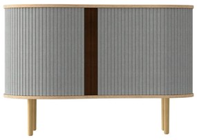 Szara niska komoda w dekorze dębu z drzwiami przesuwnymi 100x67 cm Audacious – UMAGE