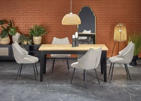 Stół rozkładany Tommy 160–240 cm dąb naturalny / czarny – MDF + drewno bukowe, styl skandynawski klasyczny