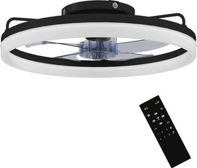 HOMCOM Wentylator sufitowy z oświetleniem i pilotem, 50 cm LED wentylator sufitowy, 3 kolory, 6 prędkości, timer, regulowana jasność | Aosom PL