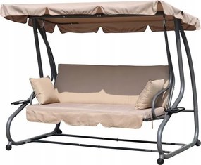 Huśtawka ogrodowa 3-osobowa z funkcją spania i daszkiem Valencia, beżowy