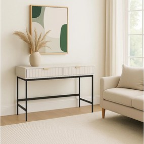 Stolik konsolowy MCW-O41, wygląd drewna, biały