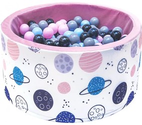 Suchy Basen Z Kulkami 90x40 Cm - Planety Róż - 400 Piłeczek