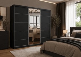 Szafa przesuwna LYON z lustrem 250 cm czarny