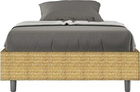 Łóżko wyposażone w stelaż z listwami tapicerowane 120x190 tkaniny Aragona 3 żółty Azelia