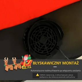 HOMCOM Dmuchany Mikołaj na sankach, 6 diod LED, wodoodporny, 240 x 57 x 112 cm