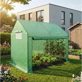 Szklarnia ogrodowa foliowa domek 1 drzwi 2 okna Zielona 200x140x200 cm
